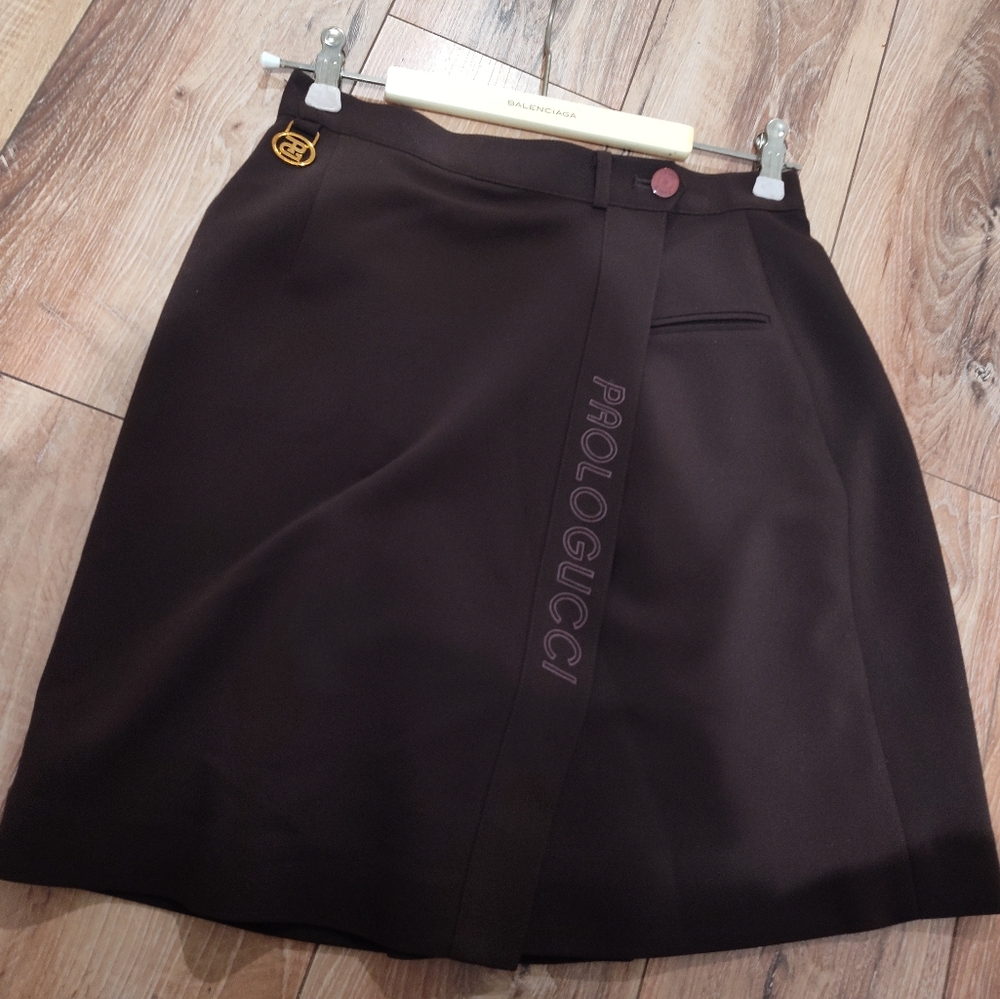 Vtg Paolo Gucci Skirt Brn - Picture 5 of 13
